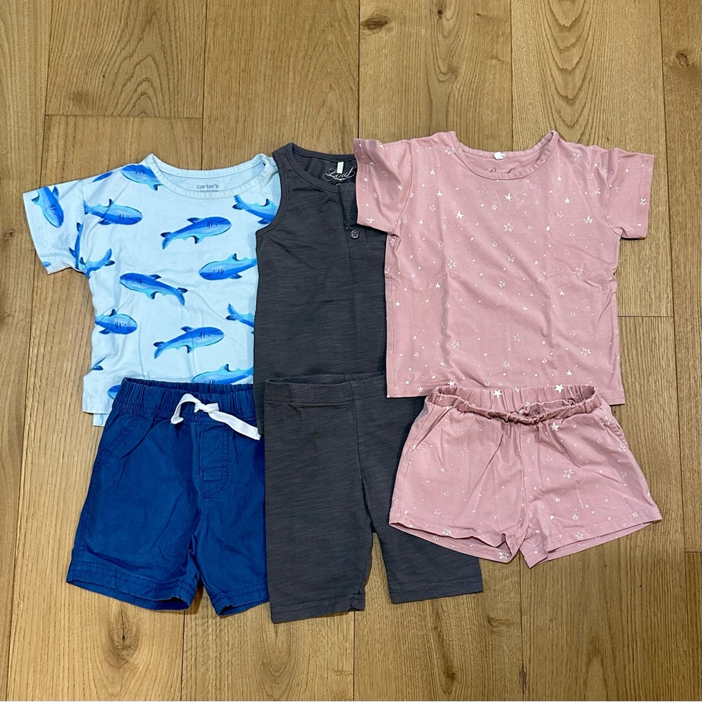 Pouf and Carter’s boy matching sets